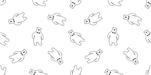 bear seamless pattern polar bear vector bow tie panda teddy scarf cartoon isolated tile background repeat wallpaper illustration