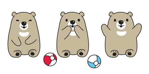 Bear vector polar bear ball sitting cartoon character illustration