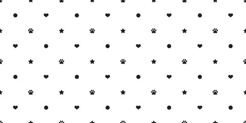 Dog paw seamless pattern vector french bulldog heart star paw polka dot tile background scarf isolated repeat wallpaper