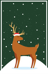 christmas deer hat snow card