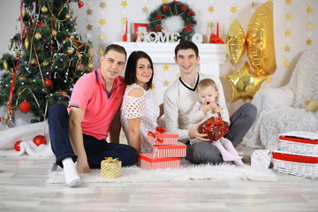 Merry Christmas celebration. Beautiful family. Christmas miracles