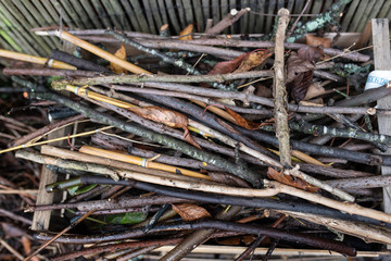 wooden stick pile