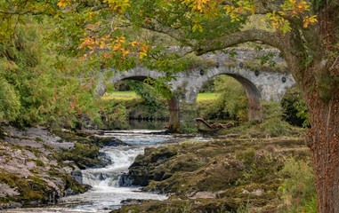 Fototapeta na wymiar Old bridge (1777), Sheen Falls, Kenmare, County Kerry, Ireland