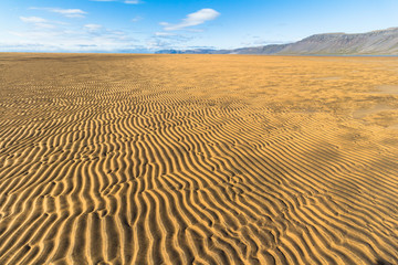 Desert like sand bank landscape, Raudisandur beach, Iceland