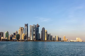 Fotobehang Doha sunset city skyline © Paul