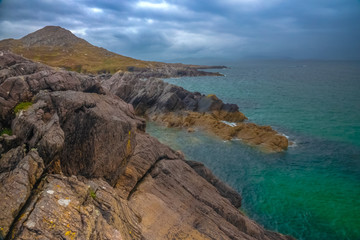 Fototapeta na wymiar Rocky remote beaches near Castlecove, Ring of Kerry, County Kerry, Ireland