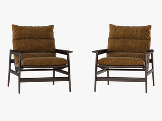 Brown armchair with armrests 3d rendering