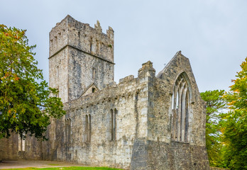 Obraz premium Ruins of the Muckross Abbey, founded in 1448 as a Franciscan friary. Killarney National Park, County Kerry, Ireland.