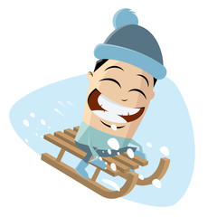 funny clipart of sledging cartoon man