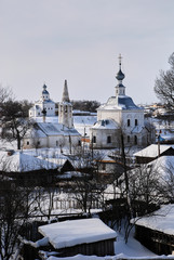 Winter Sunset in Suzdal (an ancient Russian historical city).