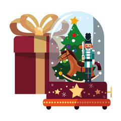 christmas nutcracker snow globe and gift