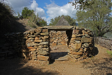 Nuraghic stone house at Su Tempiesu close to Orune on Sardinia.