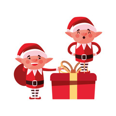 christmas elves and gift boxes