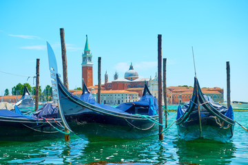 Obraz premium Moored gondolas in Venice