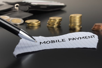 Mobile Payment auf einem Zettel
