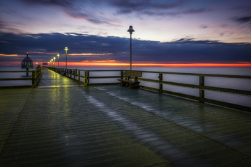 Auf der Seebrücke Zinnowitz am frühen Morgen