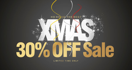 Ho ho ho Christmas Sale gold 30 percent off limited time only black background