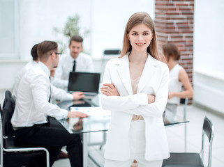 Fototapeta premium young employee standing in the office