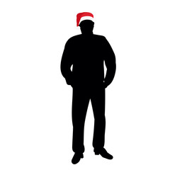 vector, isolated, silhouette guy, man standing, new year, holiday