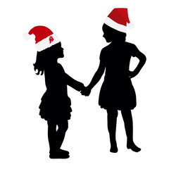 vector, in isolation, silhouette child, new year, christmas