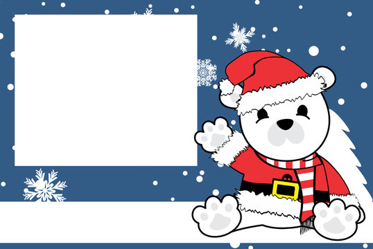 cute baby polar bear cartoon xmas picture frame background card in vector format very easy to edit