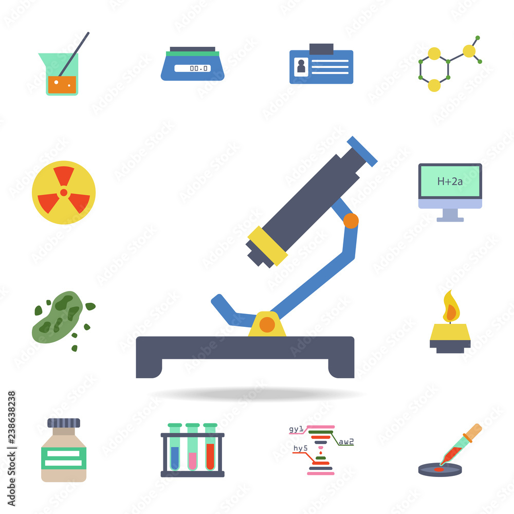 Poster colored microscope icon. detailed set of colored science icons. premium graphic design. one of the c