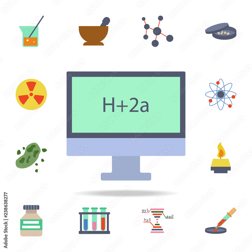 Poster colored formula on the monitor icon. detailed set of colored science icons. premium graphic design. 