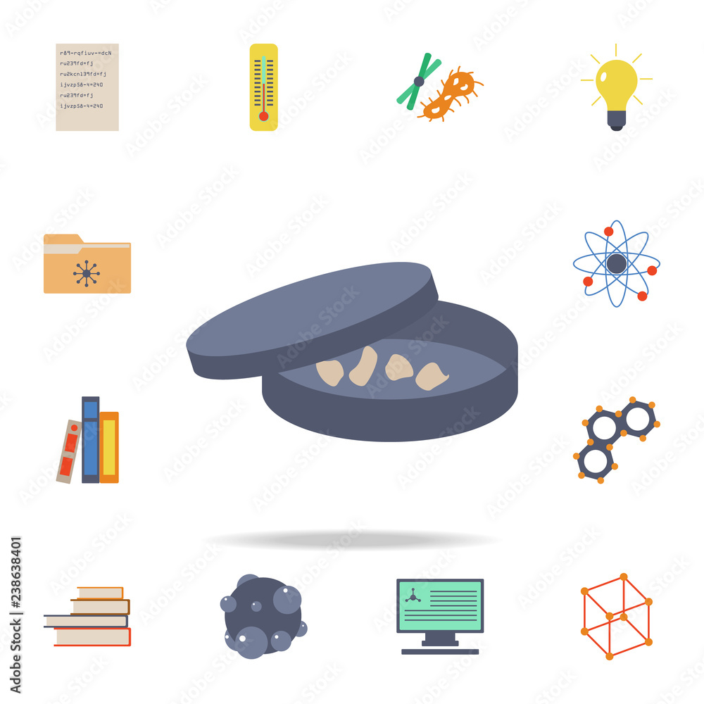 Poster colored laboratory specimens in capsule icon. detailed set of colored science icons. premium graphic