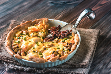 Seafood pie with saffron cream sauce