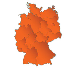 Germany map Orange separate region individual blank raster
