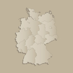 Germany map with individual states separated, infographics with icons