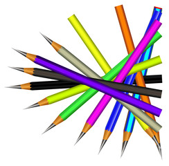 Naklejka premium Lead Pencils on Vector background with realistic 3D wooden colorful colored pencil. Vector of lead pencil on white background. Vector illustration art