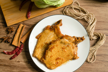 Sauce big row, wood grain background