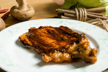 Sauce big row, wood grain background