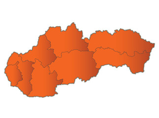 Slovakia Republic map Orange separate region individual blank raster