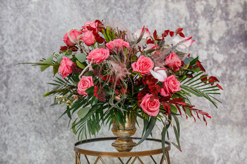 Close-up. Beautiful bouquet of fresh flowers.
