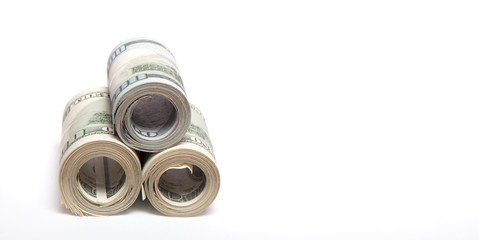 dollars on white background