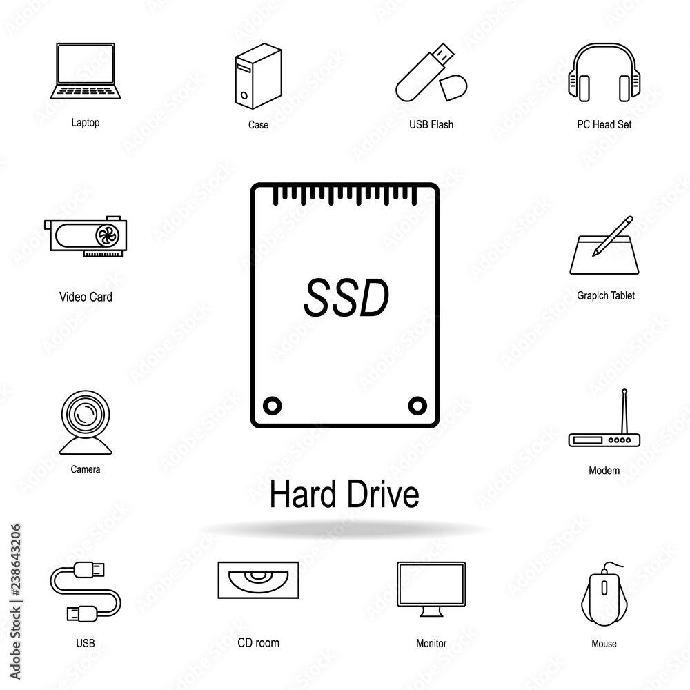 Poster ssd hard drive icon. detailed set of computer part icons. premium graphic design. one of the collect