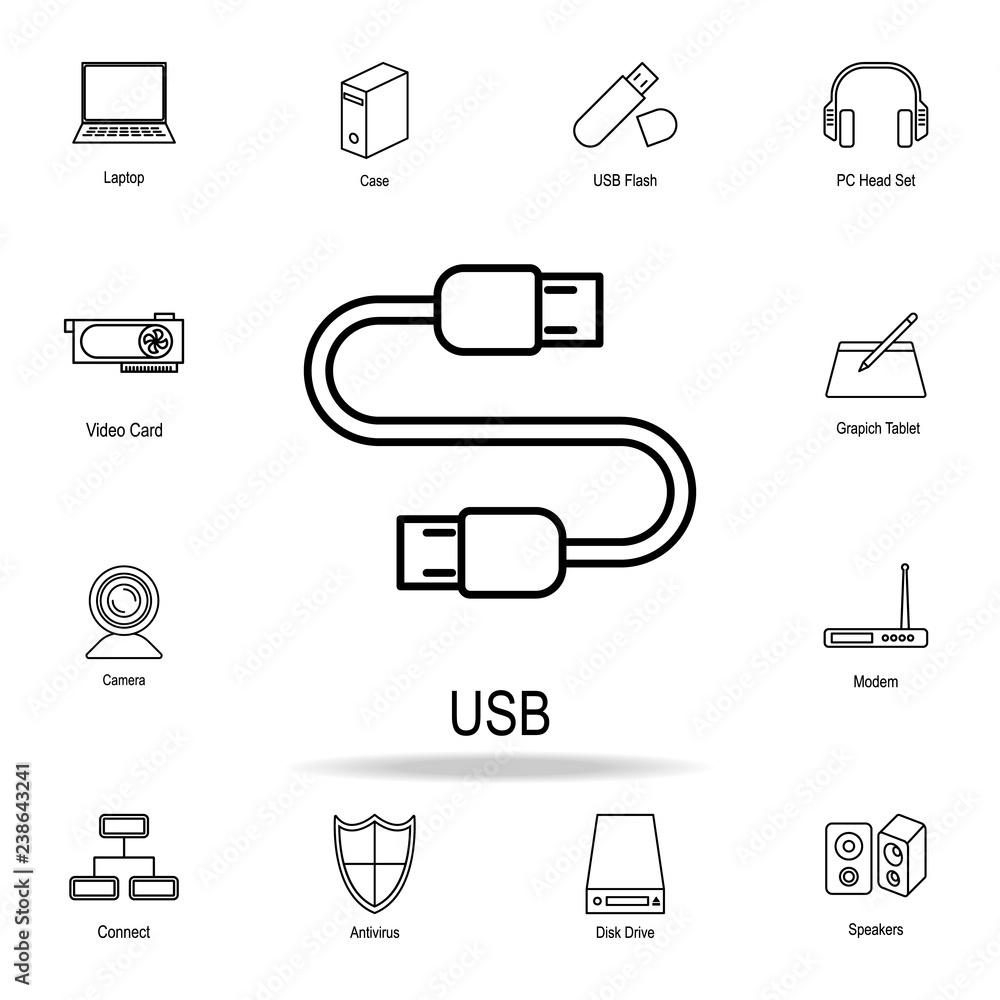 Poster usb cable icon. detailed set of computer part icons. premium graphic design. one of the collection i