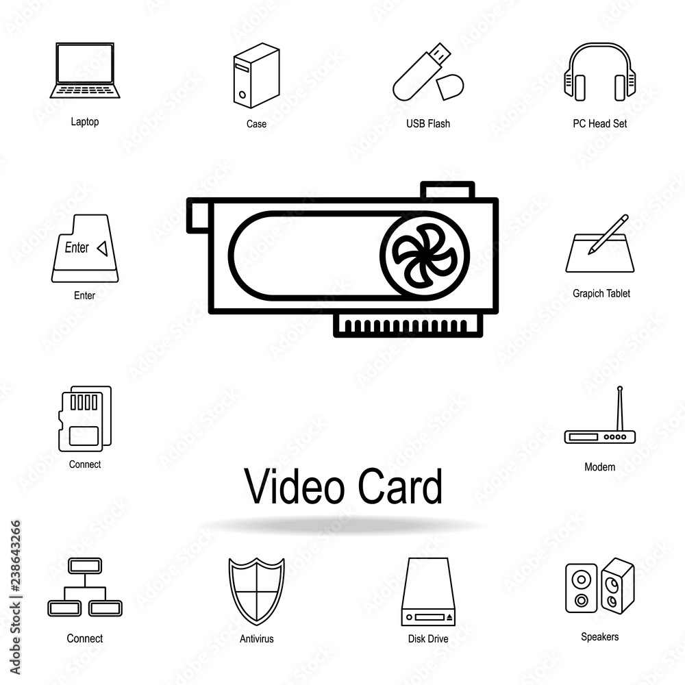 Poster video card icon. detailed set of computer part icons. premium graphic design. one of the collection 