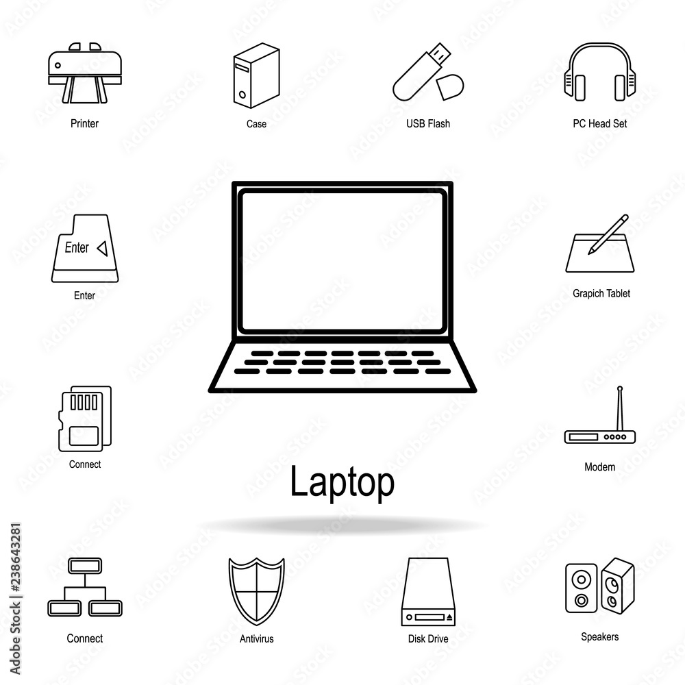 Poster laptop icon. detailed set of computer part icons. premium graphic design. one of the collection icon