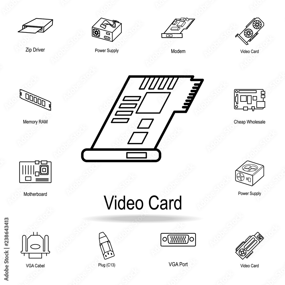 Poster video card icon. detailed set of computer part icons. premium graphic design. one of the collection 