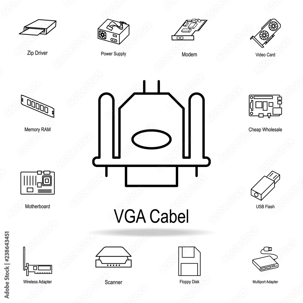 Poster vga cable icon. detailed set of computer part icons. premium graphic design. one of the collection i