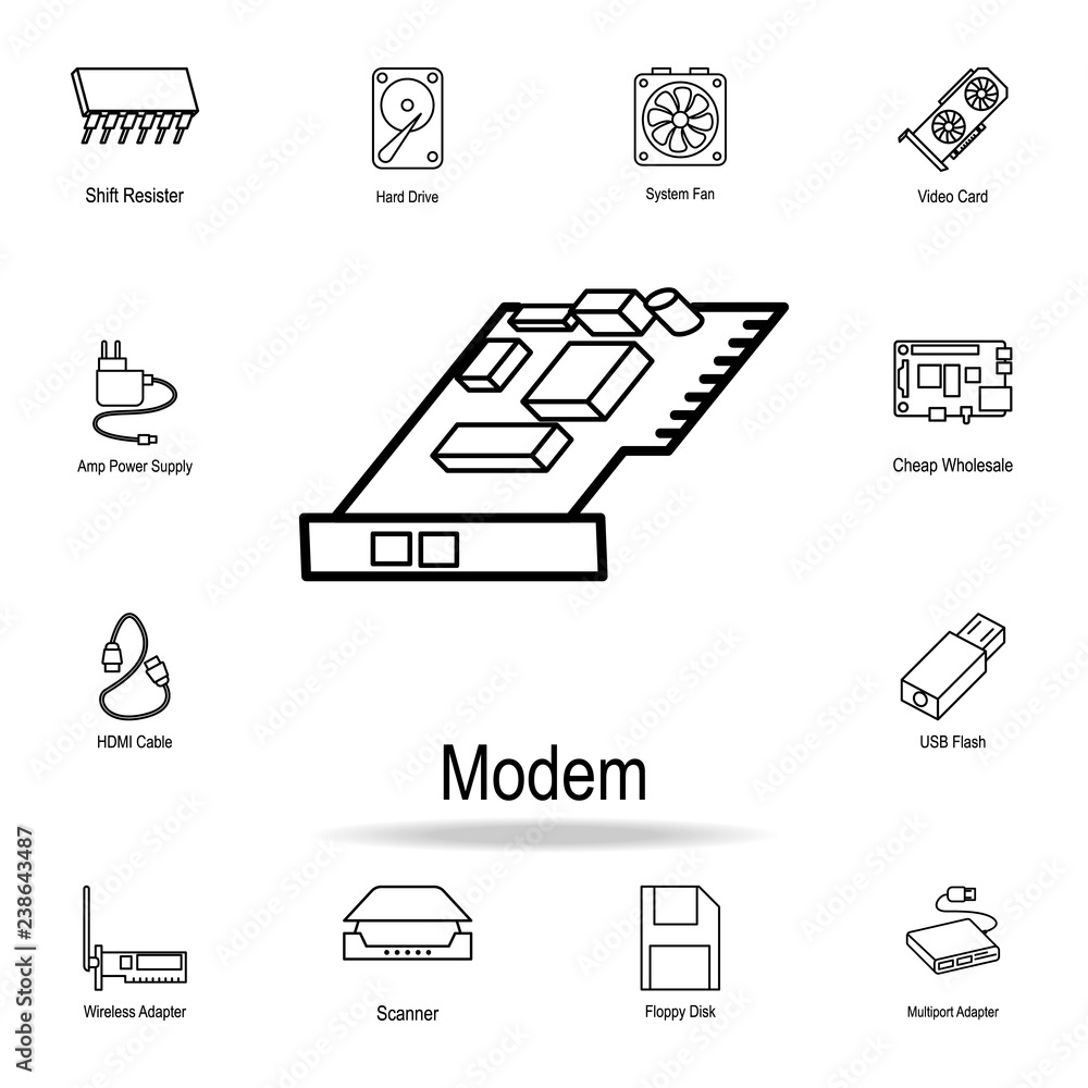 Poster internal modem icon. detailed set of computer part icons. premium graphic design. one of the collect