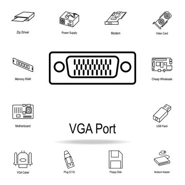 VGA port icon. Detailed set of computer part icons. Premium graphic design. One of the collection icons for websites, web design, mobile app