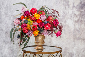 Close-up. Beautiful bouquet of fresh flowers.