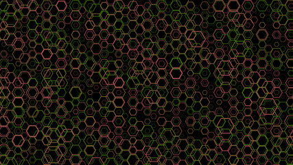 Abstract background pattern with a variety of hexagons.