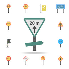 20 m distanceicon. Detailed set of color road sign icons. Premium graphic design. One of the collection icons for websites, web design, mobile app