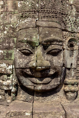 Fototapeta na wymiar Bayon Temple, erected in séc. XII at Angkor Thom, the last capital city of the Khmer empire, UNESCO heritage site, Angkor Historical Park. Siem Reap, Cambodia.
