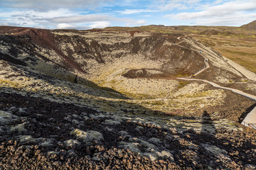 Grabrok volcano crater, ring road, Iceland